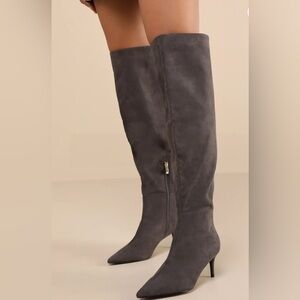 Elegant Gray Knee-High Boots